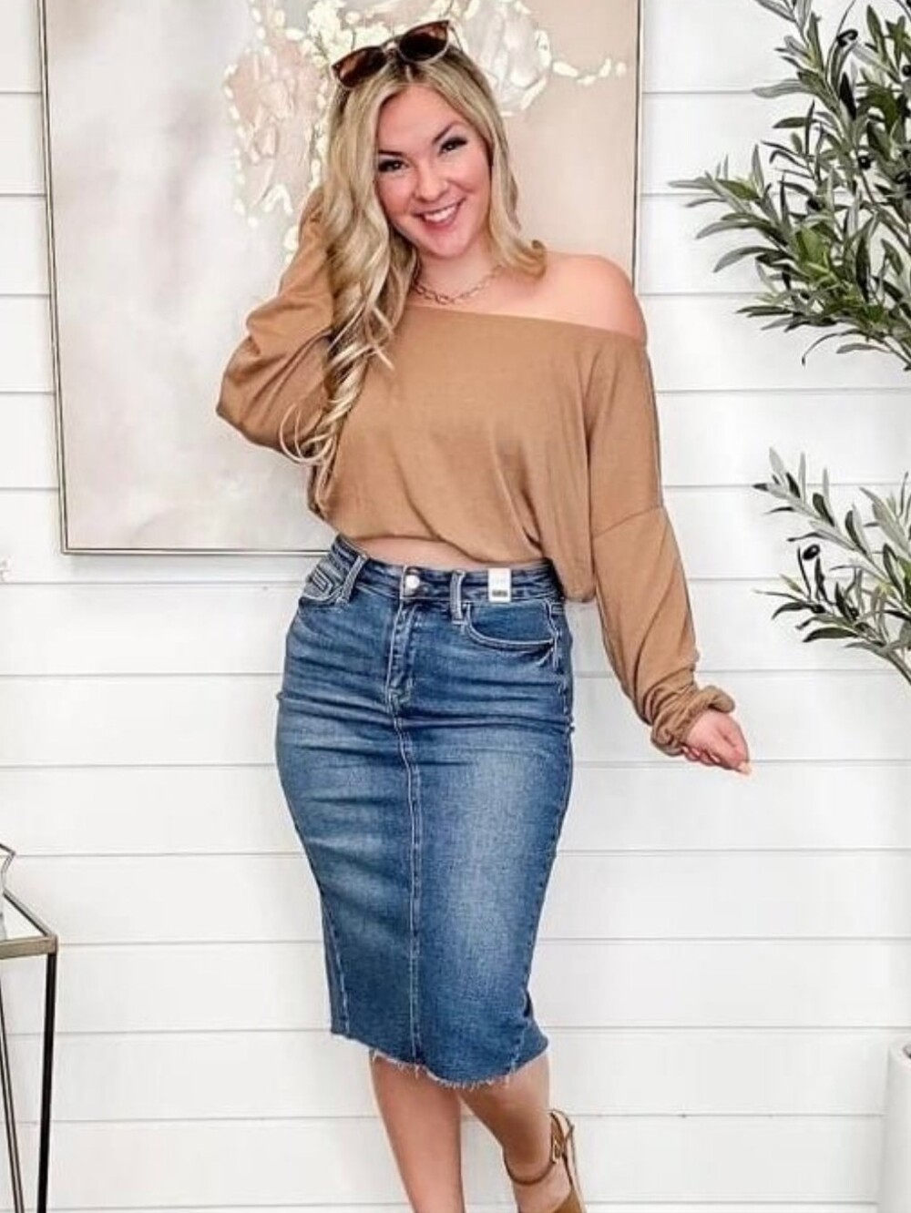 Gilli Brown Textured Blouse